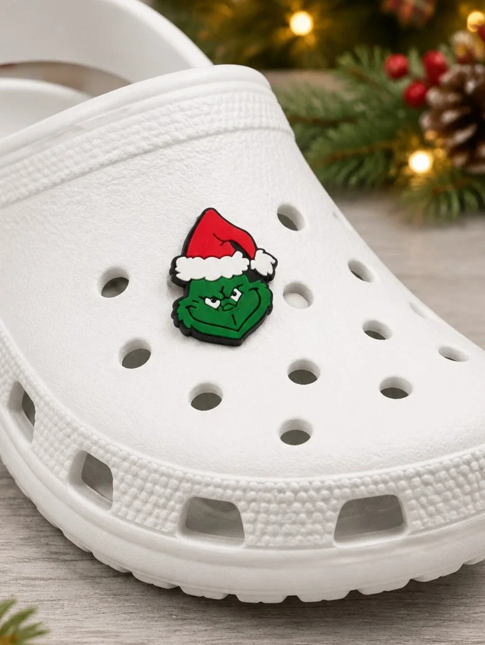 Grinch Face Croc Shoe Charm Santa Hat Smirk Christmas Movie Grumpy Jibbitz Style